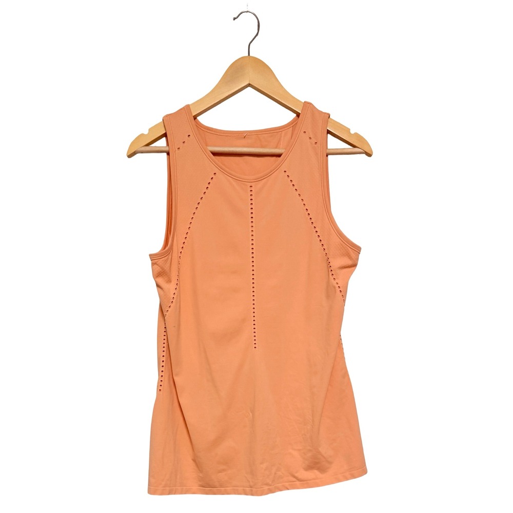 Athleta Tank Top Women Small Peach Perforated Open Back Yoga Workout Activewear